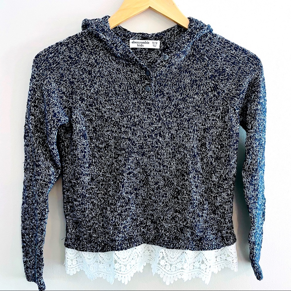 Abercrombie Kids Knit Sweater with Hoodie and Lace Detail 11/12